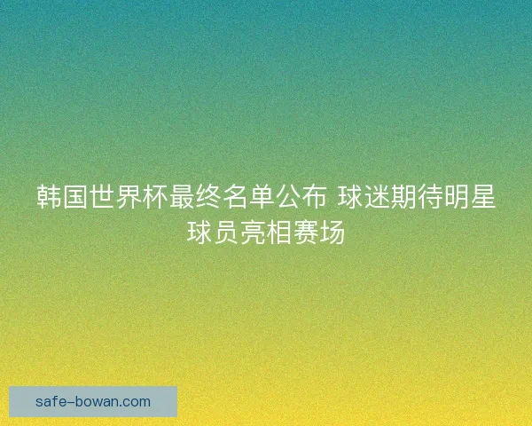 韩国世界杯最终名单公布 球迷期待明星球员亮相赛场